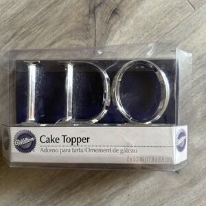 Wilton Cake Topper "I DO" Elegant Wedding Silver Decoration NEW In Box 7 x 3.5 i